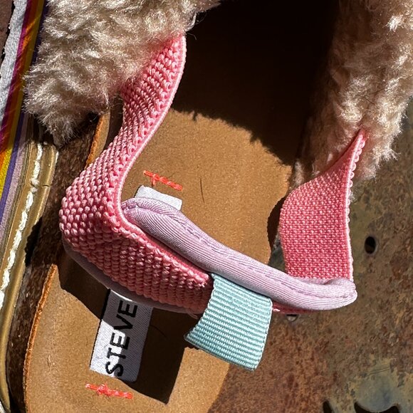 EUC RARE Steve Madden Jkathyy Natural Plush Shearlin Platform Slippers - Picture 5 of 7